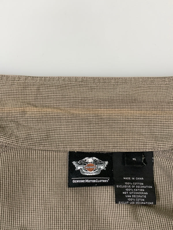 【中古品】【メンズ】 HARLEY DAVIDSON ハーレーダビッドソン S S SHIRT 半袖シャツ ショートスリーブ 146-260729-AS-11-min サイズ：XL カラー：グレージュ 万代Net店