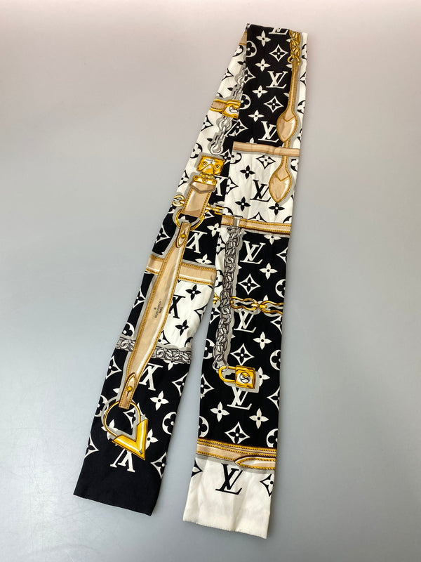 【中古品】【レディース】 LOUIS VUITTON ルイ・ヴィトン M78656 バンドー モノグラム コンフィデンシャル スカーフ 179-260729-AS-54-min カラー：ブラック/ホワイト 万代Net店