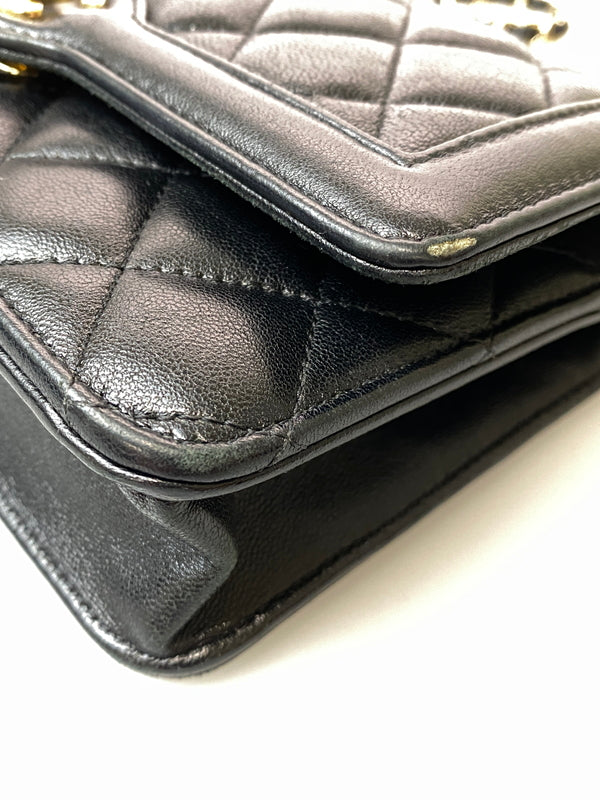 【中古品】【レディース】 CHANEL シャネル マトラッセ クラシック チェーンウォレット ショルダーバッグ カバン 180-260729-AS-48-min カラー：ブラック 万代Net店