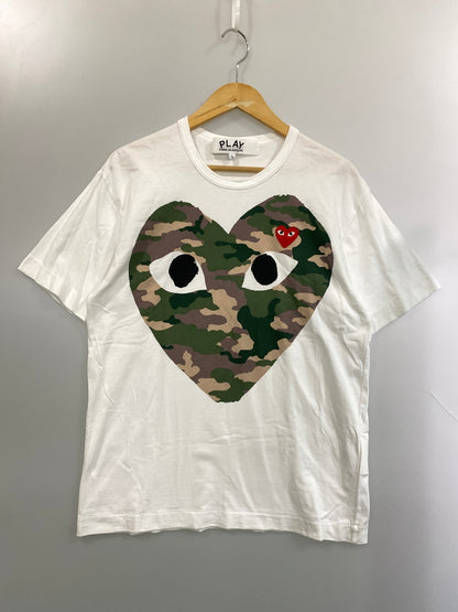 【中古品】【メンズ】 PLAY COMME DES GARCONS プレイコムデギャルソン CAMO HEART TEE AX-T242 カモハートTシャツ 半袖Tシャツ トップス 140-260731-yn-01-min サイズ：L カラー：ホワイト 万代Net店