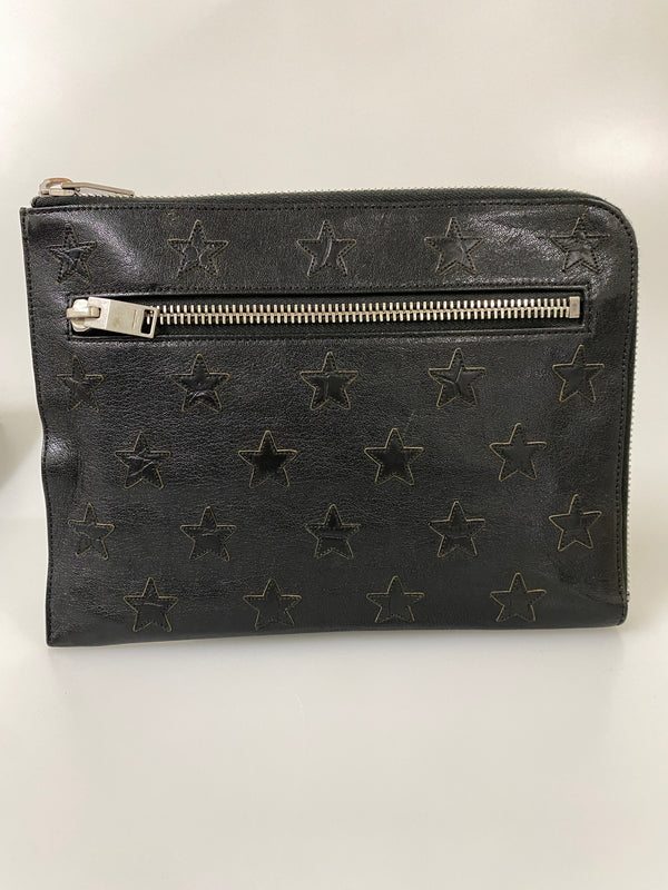 【現状渡し品】【メンズ/レディース】 SAINT LAURENT サンローラン レザークラッチバッグ 手持ち用 バッグ カバン 180-260731-em-92-min カラー：ブラック 万代Net店