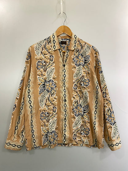 【中古品】【メンズ】 DELUXEWARE デラックスウエア RAYON L/S SHIRT レーヨン ロングスリーブ シャツ 長袖シャツ トップス 145-260731-yn-24-min サイズ：US M カラー：オレンジベージュ 万代Net店