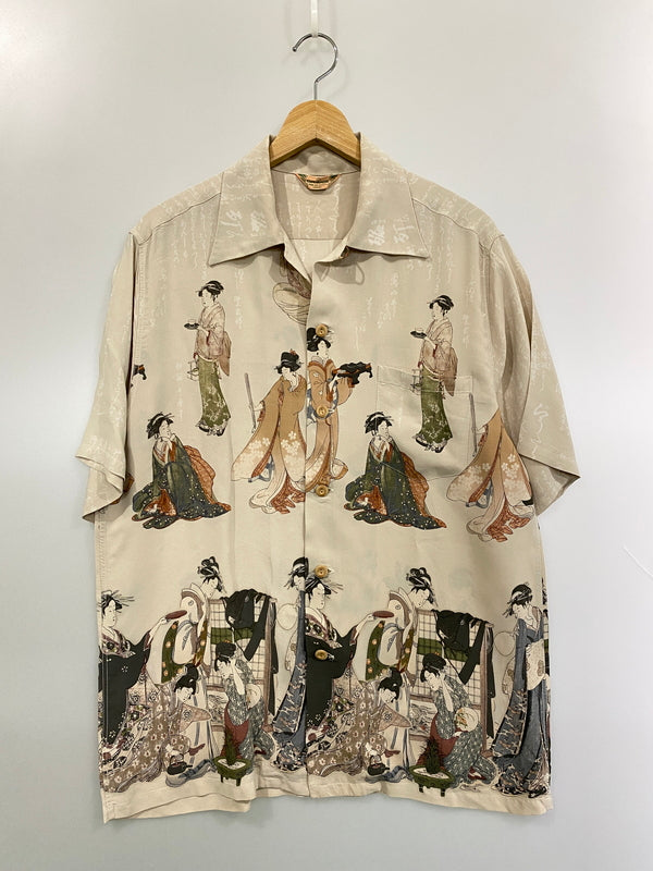 【中古品】【メンズ】 SUN SURF サンサーフ SPECIAL EDITION UTAMARO'S BEAUTY SS32948 スペシャルエディション アロハシャツ 半袖シャツ トップス 145-260731-yn-07-min サイズ：L カラー：ベージュ 万代Net店