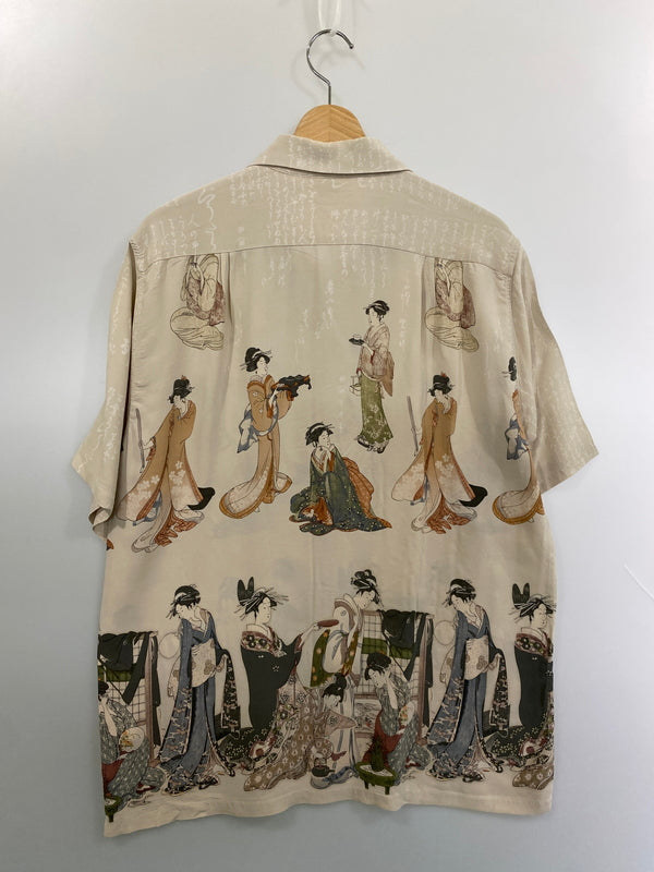 【中古品】【メンズ】 SUN SURF サンサーフ SPECIAL EDITION UTAMARO'S BEAUTY SS32948 スペシャルエディション アロハシャツ 半袖シャツ トップス 145-260731-yn-07-min サイズ：L カラー：ベージュ 万代Net店