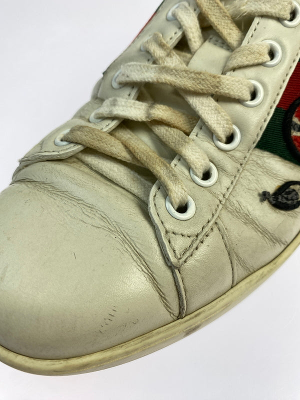 【現状渡し品】【メンズ】 GUCCI グッチ 456230 エンブロイダリー スニーカー 靴 シューズ 183-260730-hu-23-min サイズ：7 カラー：ホワイト/グリーン/レッド 万代Net店