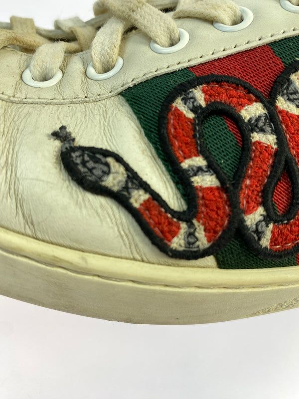 【現状渡し品】【メンズ】 GUCCI グッチ 456230 エンブロイダリー スニーカー 靴 シューズ 183-260730-hu-23-min サイズ：7 カラー：ホワイト/グリーン/レッド 万代Net店