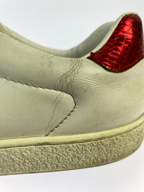 【現状渡し品】【メンズ】 GUCCI グッチ 456230 エンブロイダリー スニーカー 靴 シューズ 183-260730-hu-23-min サイズ：7 カラー：ホワイト/グリーン/レッド 万代Net店