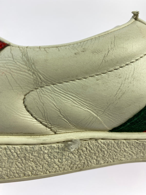 【現状渡し品】【メンズ】 GUCCI グッチ 456230 エンブロイダリー スニーカー 靴 シューズ 183-260730-hu-23-min サイズ：7 カラー：ホワイト/グリーン/レッド 万代Net店