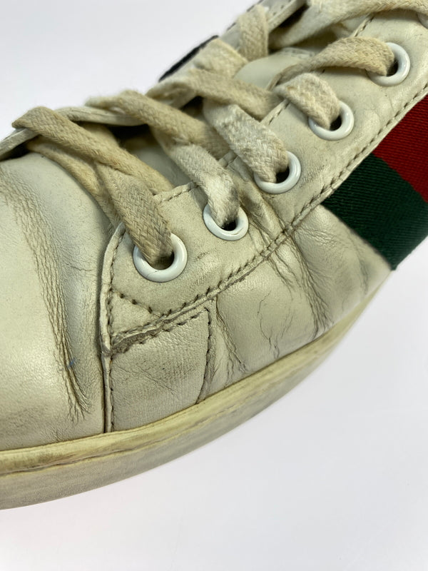 【現状渡し品】【メンズ】 GUCCI グッチ 456230 エンブロイダリー スニーカー 靴 シューズ 183-260730-hu-23-min サイズ：7 カラー：ホワイト/グリーン/レッド 万代Net店