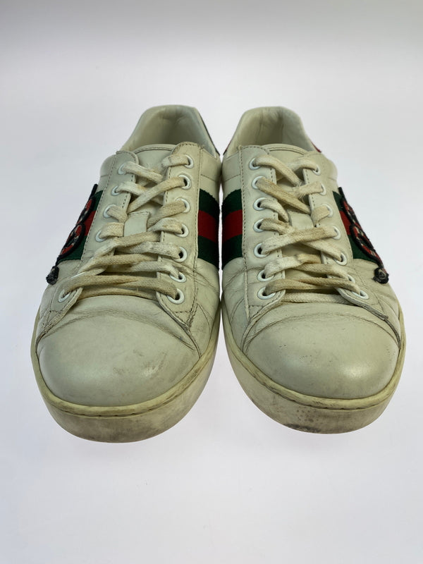 【現状渡し品】【メンズ】 GUCCI グッチ 456230 エンブロイダリー スニーカー 靴 シューズ 183-260730-hu-23-min サイズ：7 カラー：ホワイト/グリーン/レッド 万代Net店