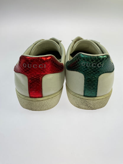 【現状渡し品】【メンズ】 GUCCI グッチ 456230 エンブロイダリー スニーカー 靴 シューズ 183-260730-hu-23-min サイズ：7 カラー：ホワイト/グリーン/レッド 万代Net店
