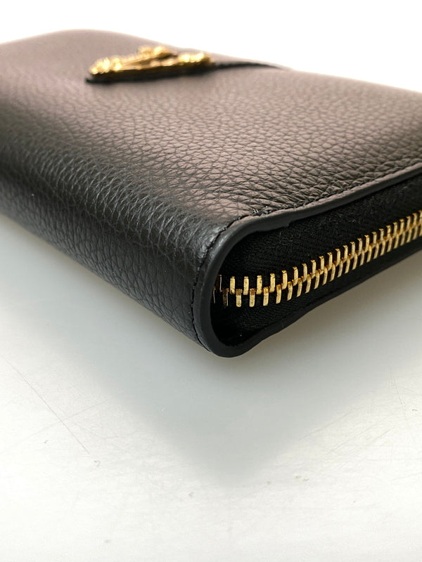 【中古美品】【レディース】 VERSACE ヴェルサーチ ROUND ZIP LONG WALLET ロングウォレット 長財布 181-260729-AS-61-min カラー：ブラック 万代Net店