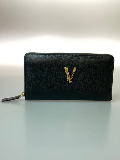 【中古美品】【レディース】 VERSACE ヴェルサーチ ROUND ZIP LONG WALLET ロングウォレット 長財布 181-260729-AS-61-min カラー：ブラック 万代Net店
