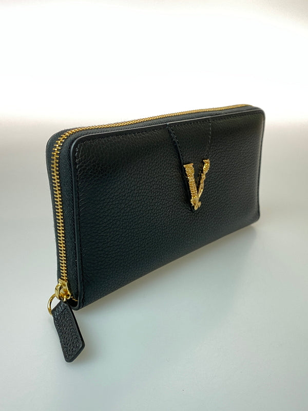 【中古美品】【レディース】 VERSACE ヴェルサーチ ROUND ZIP LONG WALLET ロングウォレット 長財布 181-260729-AS-61-min カラー：ブラック 万代Net店