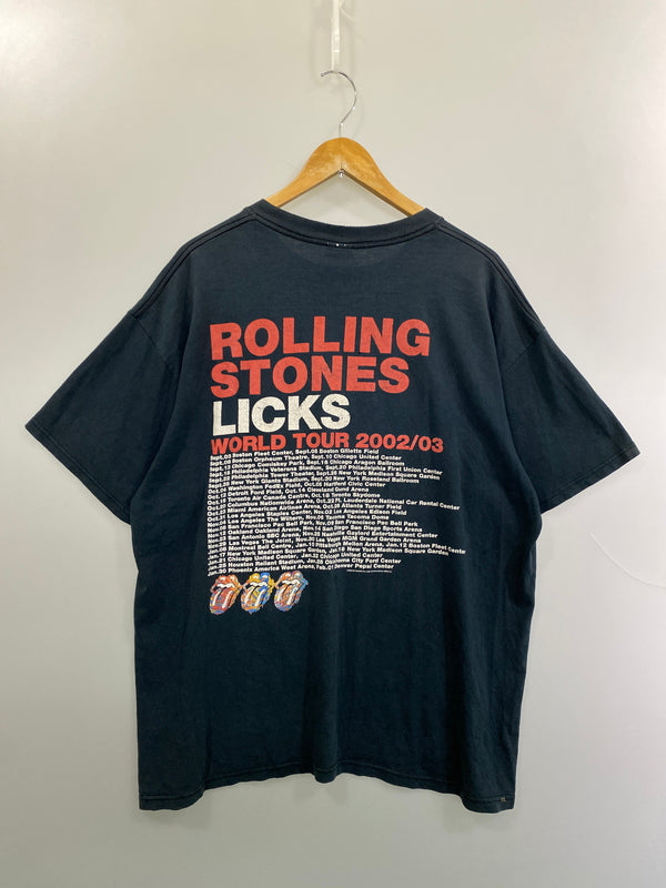 【現状渡し品】【メンズ】 THE ROLLING STONES ローリングストーンズ LICKS WORLD TOUR 2002-03 TEE ショートスリーブTシャツ 半袖Tシャツ トップス 146-260731-yn-05-min サイズ：XL カラー：ブラック 万代Net店