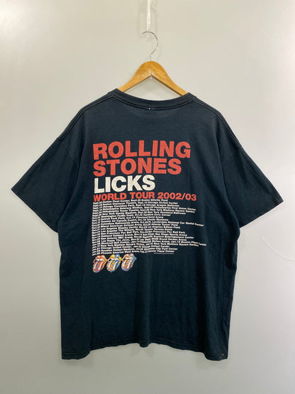 【現状渡し品】【メンズ】 THE ROLLING STONES ローリングストーンズ LICKS WORLD TOUR 2002-03 TEE ショートスリーブTシャツ 半袖Tシャツ トップス 146-260731-yn-05-min サイズ：XL カラー：ブラック 万代Net店