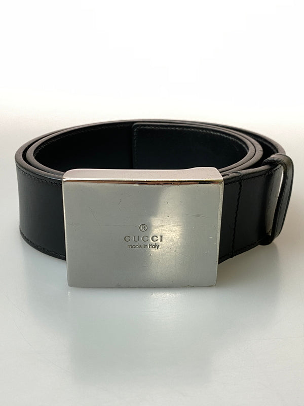 【中古品】【メンズ/レディース】 GUCCI グッチ 114966 ロゴ バックルベルト 183-260729-AS-58-min カラー：ブラック 万代Net店
