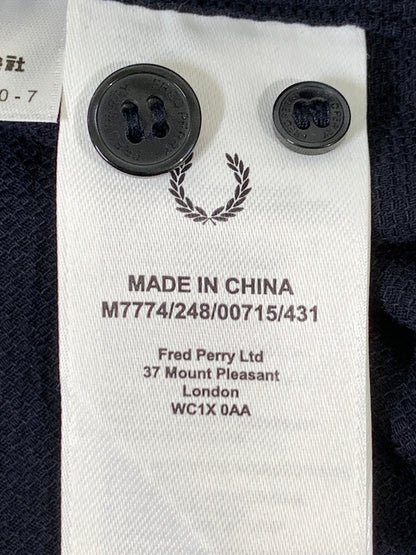 【中古品】【メンズ】 FRED PERRY フレッドペリー M7774 PIQUE TEXTURE REVERE COLLAR SHIRT 半袖シャツ ショートスリーブ 141-260729-AS-19-min サイズ：M カラー：ネイビー 万代Net店