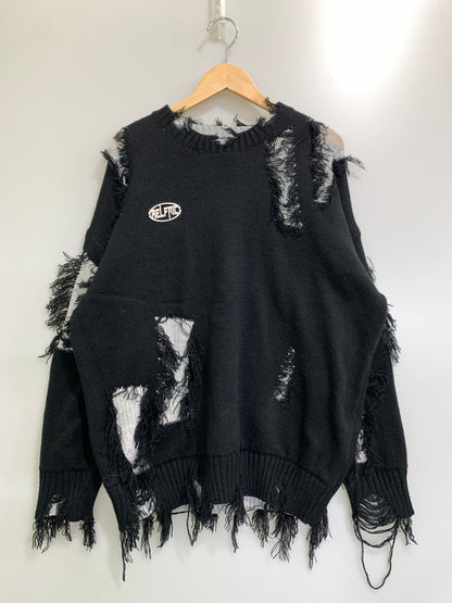 【中古品】【メンズ】 AELFRIC EDEN エルフリック エデン DAMAGE KNIT SWEATER ニット セーター 142-260729-AS-21-min サイズ：M カラー：ブラック 万代Net店