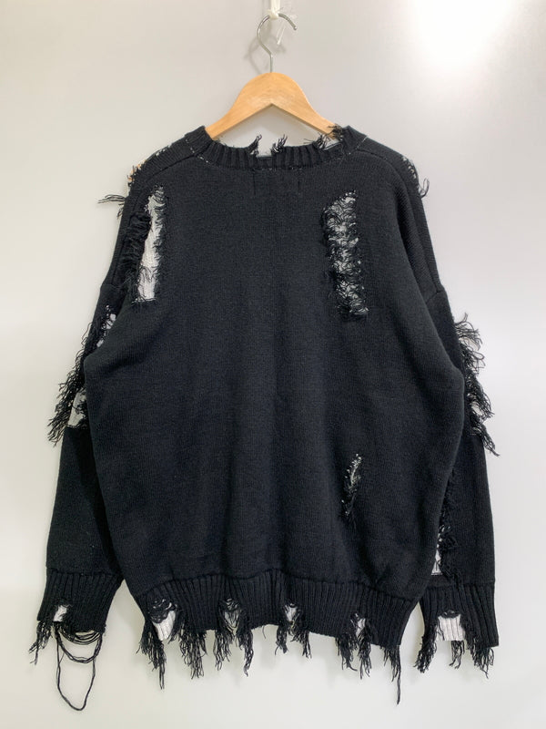 【中古品】【メンズ】 AELFRIC EDEN エルフリック エデン DAMAGE KNIT SWEATER ニット セーター 142-260729-AS-21-min サイズ：M カラー：ブラック 万代Net店