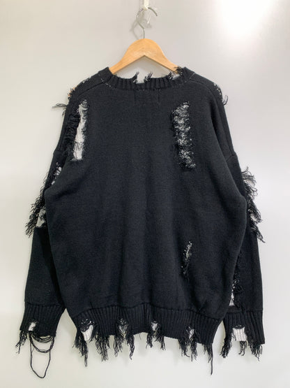 【中古品】【メンズ】 AELFRIC EDEN エルフリック エデン DAMAGE KNIT SWEATER ニット セーター 142-260729-AS-21-min サイズ：M カラー：ブラック 万代Net店