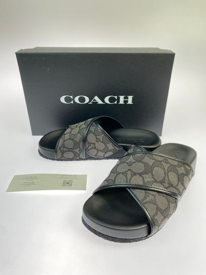 【中古品】【メンズ】 COACH コーチ CA158 クロスオーバーサンダル 靴 シューズ 183-260730-hu-24-min サイズ：US：7D カラー：ブラック/グレー 万代Net店