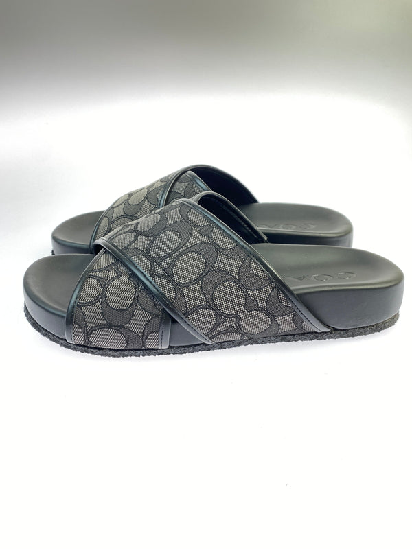【中古品】【メンズ】 COACH コーチ CA158 クロスオーバーサンダル 靴 シューズ 183-260730-hu-24-min サイズ：US：7D カラー：ブラック/グレー 万代Net店
