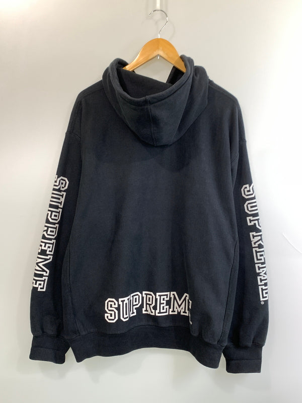 【中古品】【メンズ】 SUPREME シュプリーム 24AW COLLEGIATE SLEEVE HOODED カレッジエイト スリーブ フーデッド パーカー ロングスリーブ フーディ 149-260804-hu-21-min サイズ：L カラー：ブラック 万代Net店