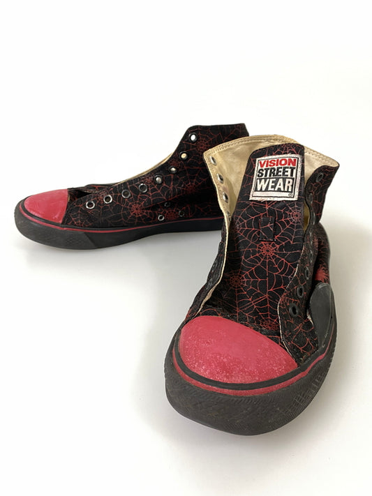 【現状渡し品】【メンズ】 VISION STREET WEAR ヴィジョン ストリート ウェア SPIDER WEB SNEAKERS 80'S スパイダー ウエブ スニーカーズ メンズ 靴 80年代 シューレース欠品 162-260731-em-80-min サイズ：US9 カラー：ブラック/レッド 万代Net店