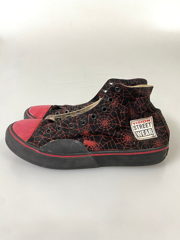【現状渡し品】【メンズ】 VISION STREET WEAR ヴィジョン ストリート ウェア SPIDER WEB SNEAKERS 80'S スパイダー ウエブ スニーカーズ メンズ 靴 80年代 シューレース欠品 162-260731-em-80-min サイズ：US9 カラー：ブラック/レッド 万代Net店