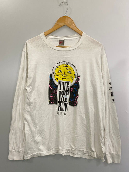 【現状渡し品】【メンズ】 NIKE ナイキ 90's THE 1ST RUN L/S TEE 90年代 ロングスリーブTシャツ 長袖Tシャツ トップス 146-260731-yn-45-min サイズ：L（41-43） カラー：ホワイト 万代Net店
