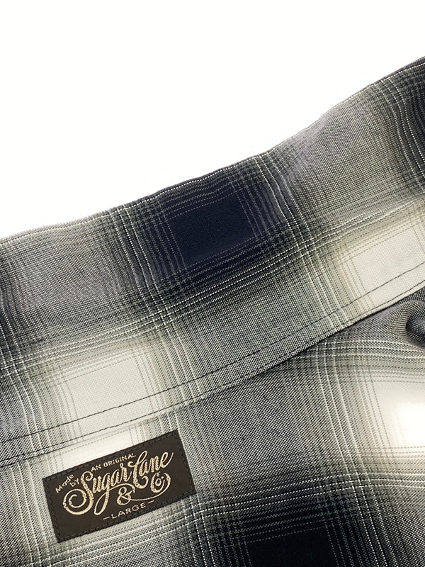 【中古品】【メンズ】 SUGAR CANE シュガーケーン RAYON OMBRE CHECK SS OPEN SHIRT SC39297 レーヨン オンブレ チェック ショートスリーブ オープン シャツ 半袖 メンズ 145-260731-em-10-min サイズ：Ｌ カラー：ブランド/ホワイト 万代Net店