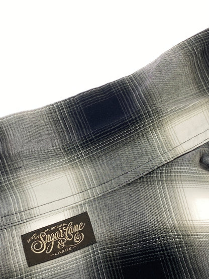 【中古品】【メンズ】 SUGAR CANE シュガーケーン RAYON OMBRE CHECK SS OPEN SHIRT SC39297 レーヨン オンブレ チェック ショートスリーブ オープン シャツ 半袖 メンズ 145-260731-em-10-min サイズ：Ｌ カラー：ブランド/ホワイト 万代Net店