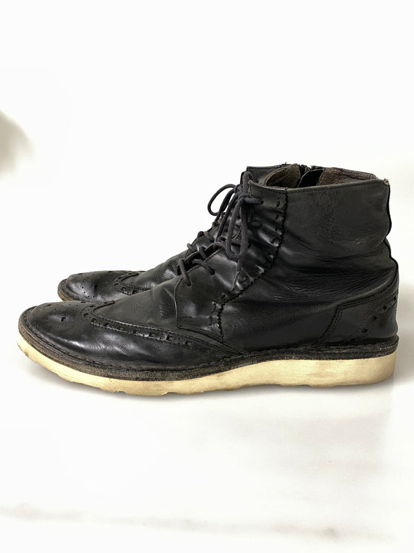 【現状渡し品】【メンズ】 USED ユーズド ウィングチップ レースアップブーツ メンズ シューズ 紳士靴 164-260731-em-75-min サイズ：42 カラー：ブラック 万代Net店