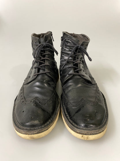 【現状渡し品】【メンズ】 USED ユーズド ウィングチップ レースアップブーツ メンズ シューズ 紳士靴 164-260731-em-75-min サイズ：42 カラー：ブラック 万代Net店