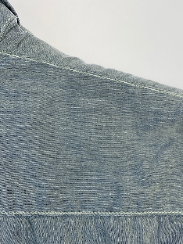 【中古品】【メンズ】 STUSSY ステューシー 00'S シャンブレーシャツ 00年代 半袖 シャツ メンズ トップス ヴィンテージ 142-260731-em-06-min サイズ：Ｌ カラー：ライトブルー系 万代Net店