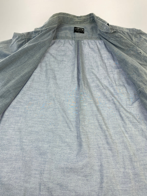 【中古品】【メンズ】 STUSSY ステューシー 00'S シャンブレーシャツ 00年代 半袖 シャツ メンズ トップス ヴィンテージ 142-260731-em-06-min サイズ：Ｌ カラー：ライトブルー系 万代Net店