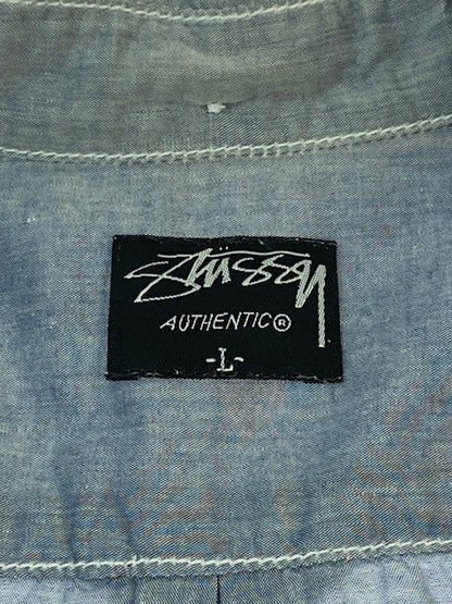 【中古品】【メンズ】 STUSSY ステューシー 00'S シャンブレーシャツ 00年代 半袖 シャツ メンズ トップス ヴィンテージ 142-260731-em-06-min サイズ：Ｌ カラー：ライトブルー系 万代Net店