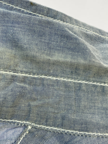 【中古品】【メンズ】 STUSSY ステューシー 00'S シャンブレーシャツ 00年代 半袖 シャツ メンズ トップス ヴィンテージ 142-260731-em-06-min サイズ：Ｌ カラー：ライトブルー系 万代Net店