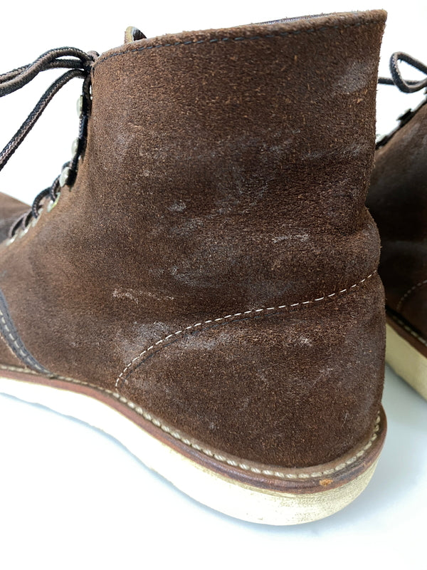 【現状渡し品】【メンズ】 RED WING レッドウィング 6-INCH CLASSIC ROUND 8164 6インチ クラシックラウンド メンズ ブーツ 起毛革 ジャワ ミュールスキナー レザー シューズ Ｄワイズ 164-260731-em-72-min サイズ：27.0cm カラー：ブラウン 万代Net店