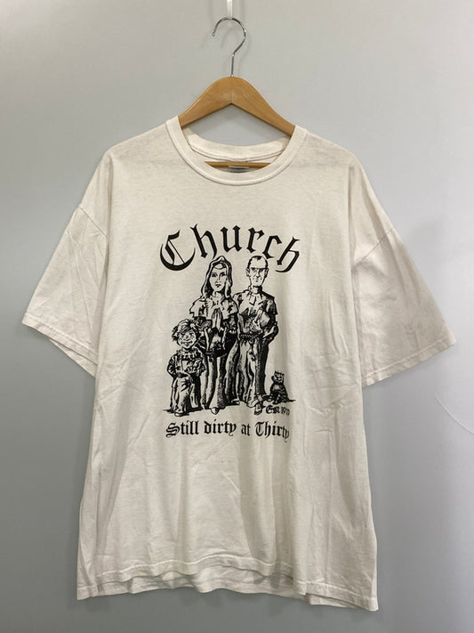 【現状渡し品】【メンズ】 USED ユーズド CHURCH TEE ショートスリーブTシャツ 半袖Tシャツ トップス 146-260804-yn-13-min サイズ：XL カラー：ホワイト 万代Net店