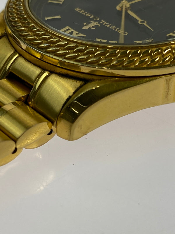 【中古品】【メンズ】 CRYSTAL CARTER クリスタルカーター QUARTZ WATCH クォーツ腕時計 197-260806-yn-21-min カラー：ゴールド 万代Net店