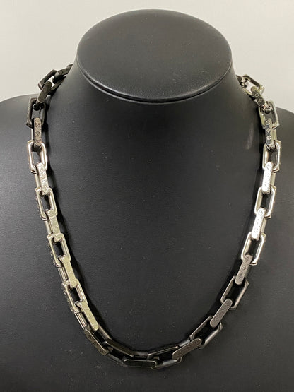 【中古品】【メンズ/レディース】 LOUIS VUITTON ルイ・ヴィトン LV MONOGRAM CHAIN NECKLACE M00677 モノグラム チェーン ネックレス コリエ ユニセックス アクセサリー 179-260731-em-86-min カラー：シルバー/ブラック 万代Net店