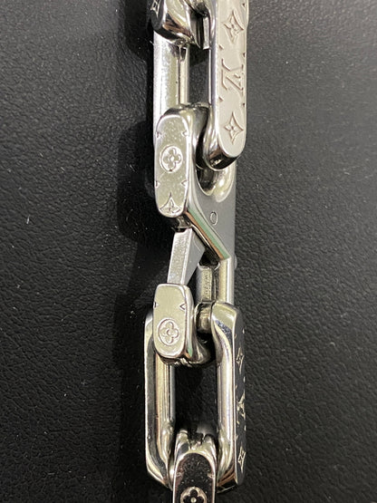 【中古品】【メンズ/レディース】 LOUIS VUITTON ルイ・ヴィトン LV MONOGRAM CHAIN NECKLACE M00677 モノグラム チェーン ネックレス コリエ ユニセックス アクセサリー 179-260731-em-86-min カラー：シルバー/ブラック 万代Net店
