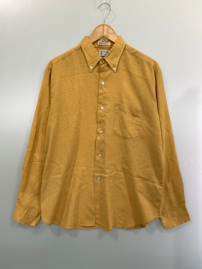 【中古品】【メンズ】 TOWN CRAFT タウンクラフト 60-70S L S SHIRT 60年代 70年代 ロングスリーブ シャツ 長袖 146-260804-hu-35-min サイズ：L 16-16 1/2 カラー：イエロー系 万代Net店