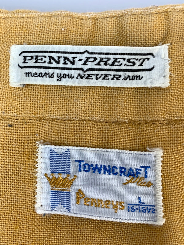 【中古品】【メンズ】 TOWN CRAFT タウンクラフト 60-70S L S SHIRT 60年代 70年代 ロングスリーブ シャツ 長袖 146-260804-hu-35-min サイズ：L 16-16 1/2 カラー：イエロー系 万代Net店