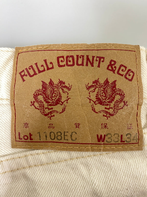 【中古品】【メンズ】 FULLCOUNT フルカウント SLIM STRAIGHT ECRU SELVEDGE DENIM 1108EC スリム ストレート エクリュ セルビッチ デニム パンツ ボトムス 156-260804-yn-04-min サイズ：W33 L34 カラー：ホワイト 万代Net店