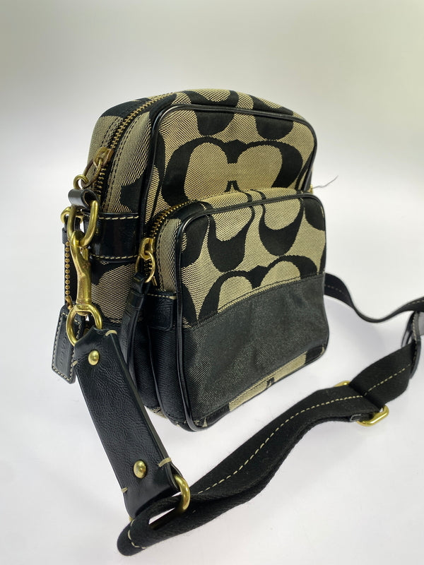 【中古品】【レディース】 COACH コーチ 10128 シグネチャー ショルダーバッグ 180-260805-zi-32-min カラー：ブラック/ベージュ 万代Net店