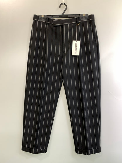 【中古品】【メンズ】 WACKO MARIA×DORMEUIL ワコマリア ドーメル PLEATED TROUSERS TYPE-2 プリーテッド トラウザーズ タイプ ツー WMGP-WMP-TR03 ボトムス パンツ スラックス 153-260804-hu-27-min サイズ：XL カラー：ブラック（ストライプ） 万代Net店