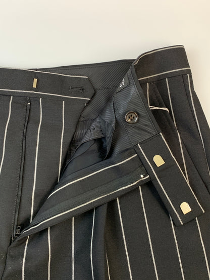 【中古品】【メンズ】 WACKO MARIA×DORMEUIL ワコマリア ドーメル PLEATED TROUSERS TYPE-2 プリーテッド トラウザーズ タイプ ツー WMGP-WMP-TR03 ボトムス パンツ スラックス 153-260804-hu-27-min サイズ：XL カラー：ブラック（ストライプ） 万代Net店